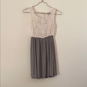 Striped dress with crotchet top